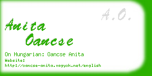 anita oancse business card